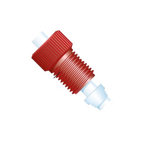 Upchurch Scientific Large Bore Flangeless Nut/Ferrule Fitting System for 1/4 inch OD Tubing, 1/2-20 Coned, PEEK, Red/ETFE Natural, Single - XU-620 *OBSOLETE* - Click Image to Close